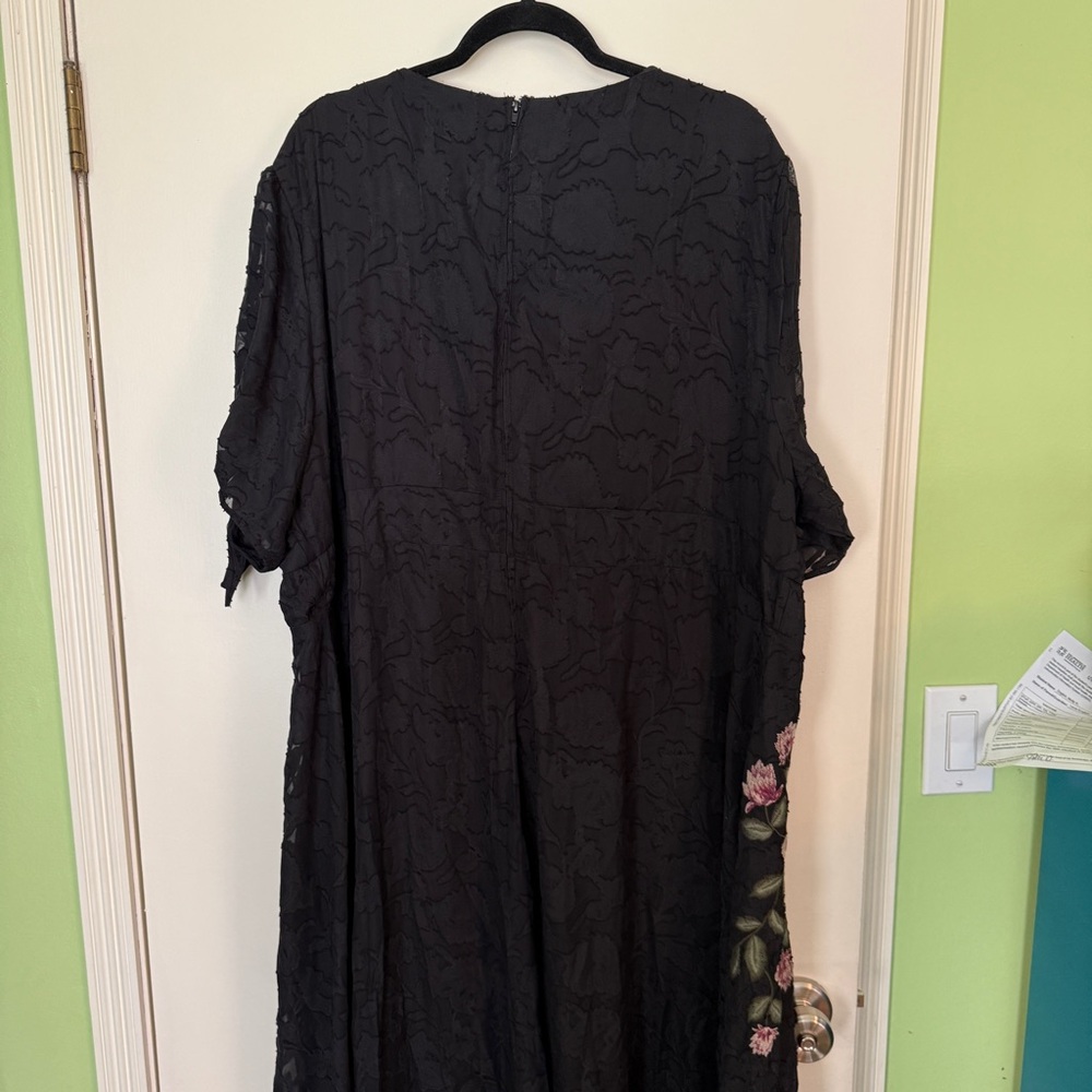 Torrid Black Dress with Pink and Green Floral Embroidery - Picture 3 of 5